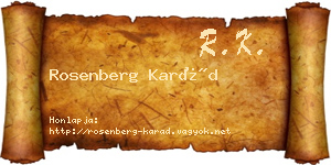 Rosenberg Karád névjegykártya